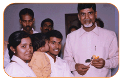 
Mr N Bitra & Mrs N.P.Bitra & Bill Bitra with Ex. Chief Minister Of Andhra Pradesh, January 1st' 2003, On the occasion of New Year Greeting Wishes